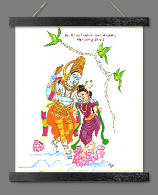 Celestial Couple : Limited Edition Hanging Canvas Print (Sri Ranganathar & Andal, 11*14)