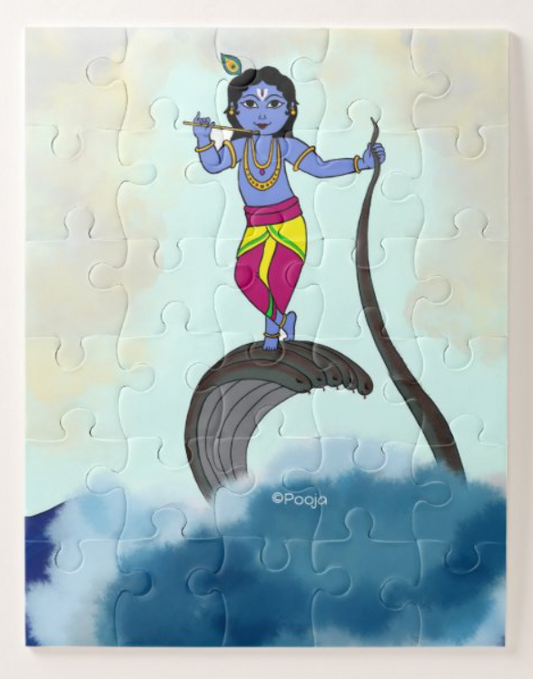 Little Krishna's Divine Dance - 30-Piece Story Puzzle for Kids (11" x 14")