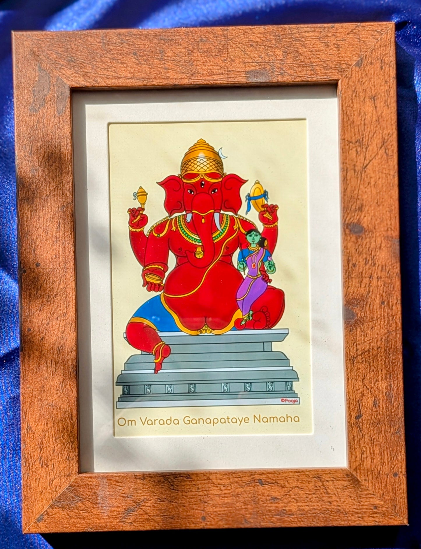 Varadha Ganapathi Framed Art | Digitally Drawn Ganesha with Mantra | Shilpa Shastra Inspired Decor