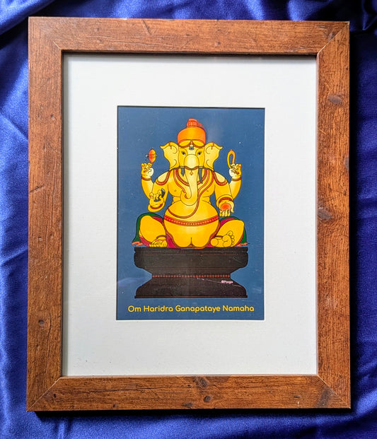 Haridra Ganapathi Frame | Golden Ganesha Art for Auspiciousness | Hindu Home Decor