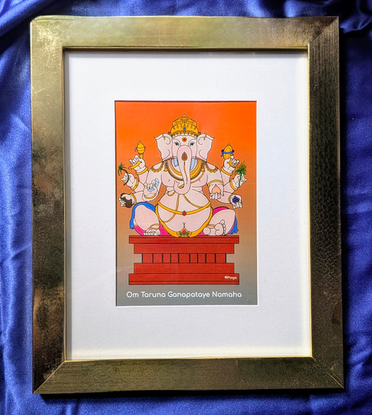 Taruna Ganapathi Framed Art | Youthful Ganesha Wall Decor | Digitally Drawn Print
