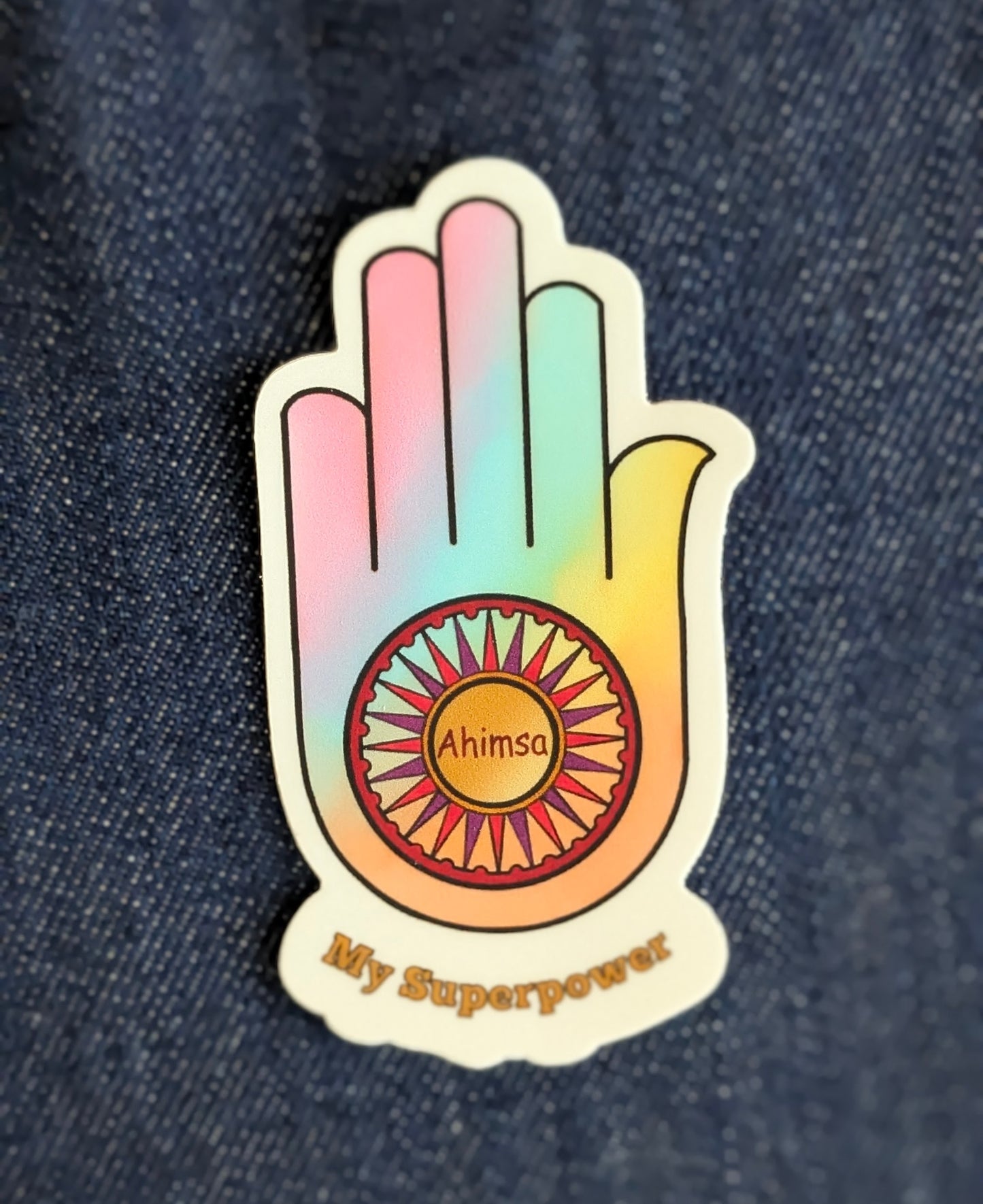 Ahimsa Hand Vinyl Sticker | Jain Symbol of Non-Violence | Laptop & Water Bottle Decal