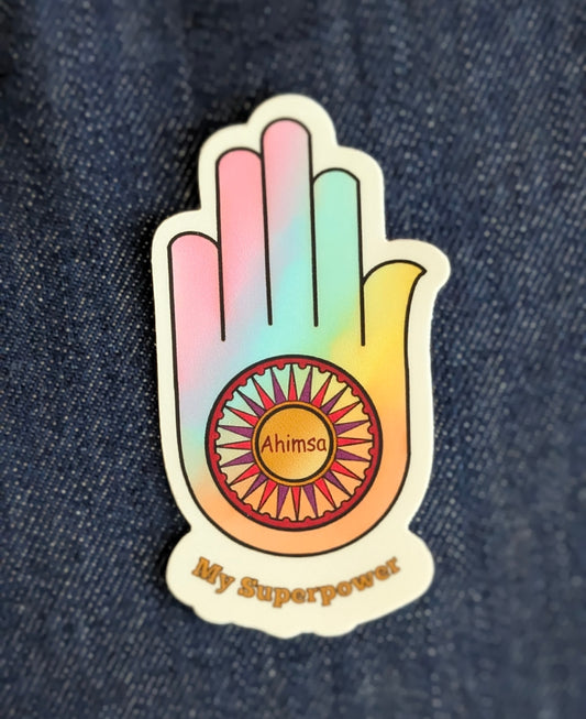 Ahimsa Hand Vinyl Sticker | Jain Symbol of Non-Violence | Laptop & Water Bottle Decal