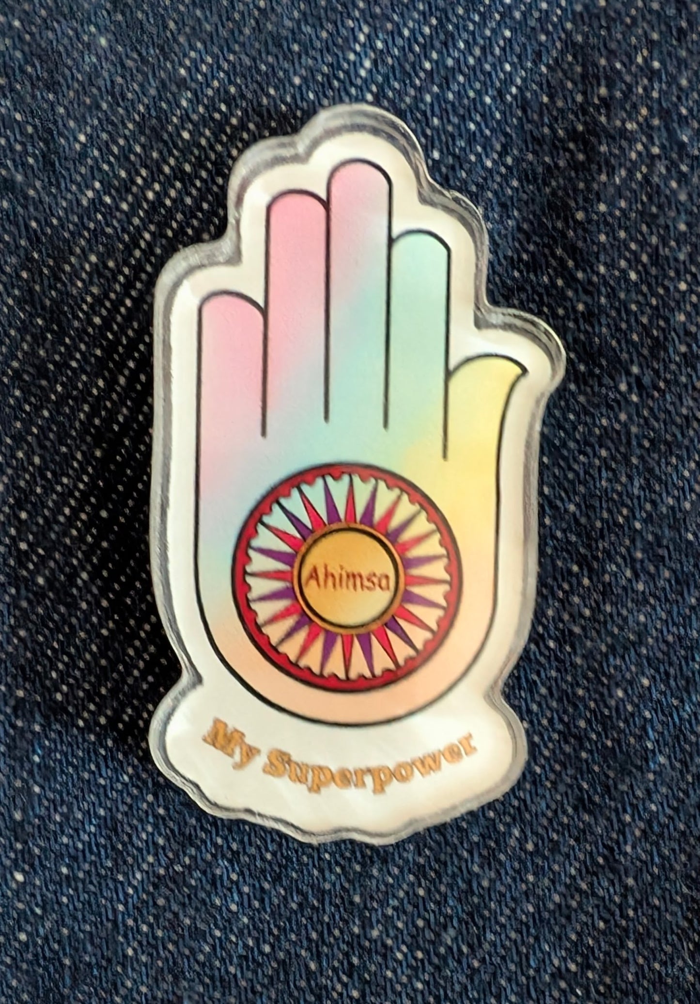Ahimsa Hand Enamel Pin | Jain Symbol of Non-Violence | Return Gift