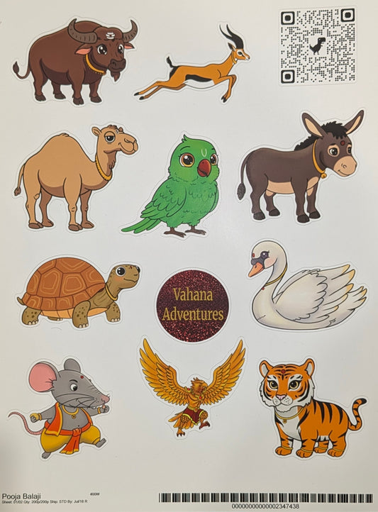 Vahana Adventures Sticker Sheet 2 | Digitally Illustrated Hindu Vahana Stickers