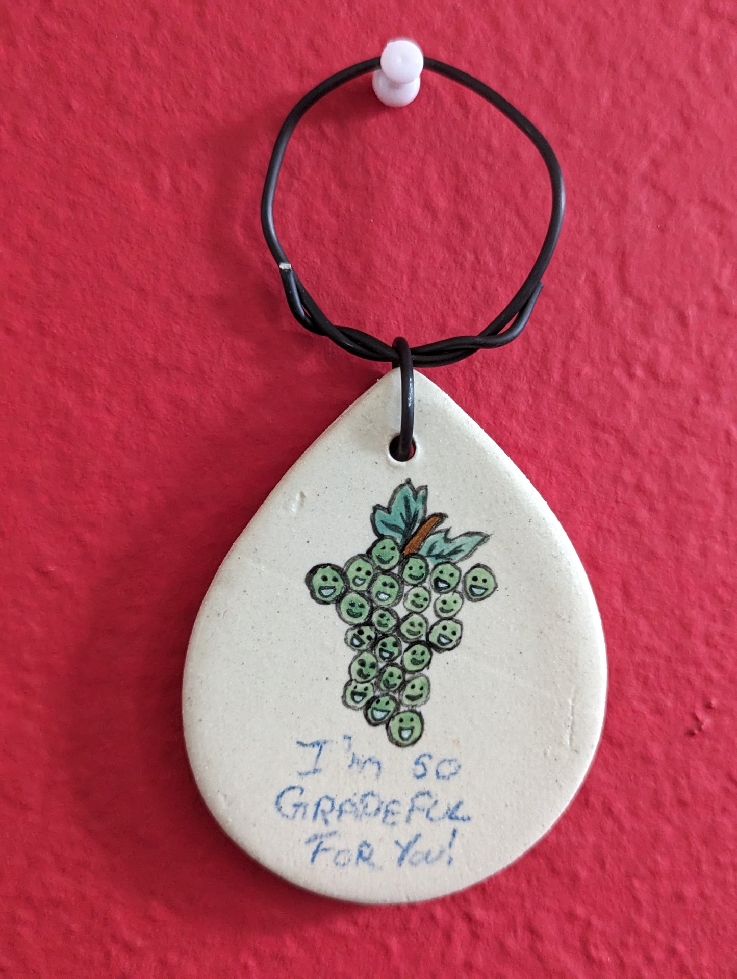 Ceramic Pops : Handmade Tear Drop Art Ornament with Positive Affirmation, Office Desk Décor, Wall Art, Christmas Tree Ornament