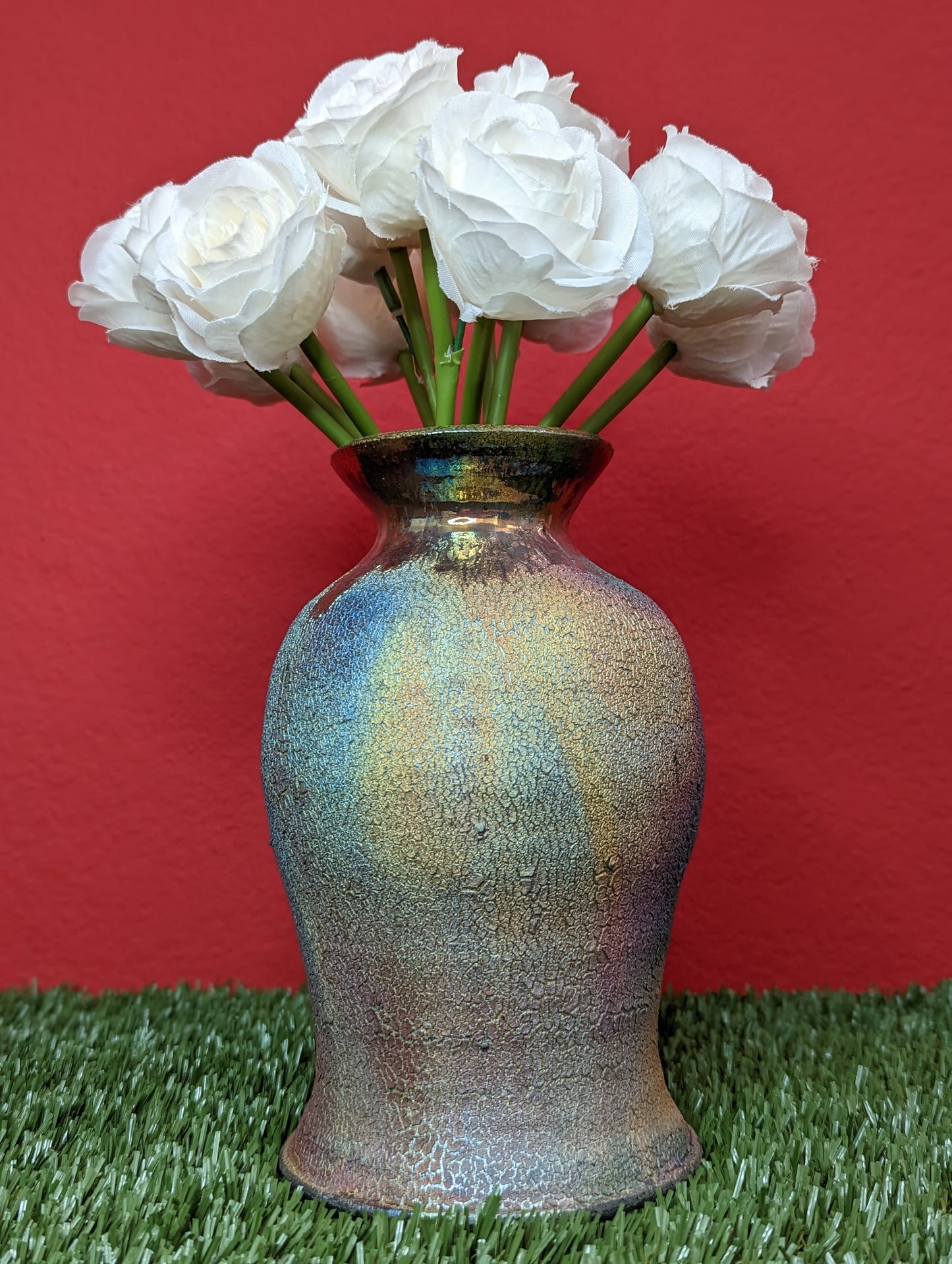 Rainbow Raku Vase