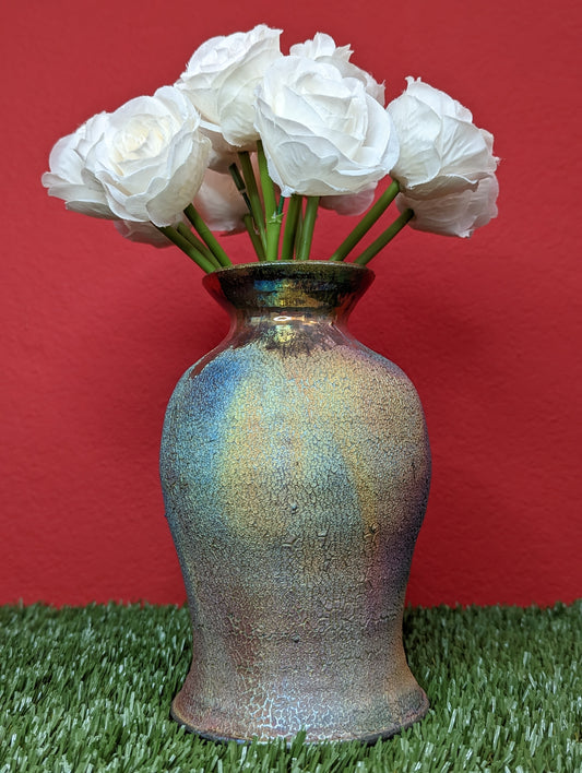 Rainbow Raku Vase